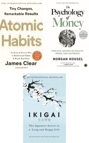 Combo of 3 Bestselling Books: Atomic Habits + The Psychology of Money + Ikigai