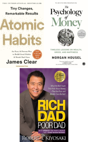 Combo of 3 Bestselling Books: Atomic Habits + The Psychology of Money + Rich Dad Poor Dad
