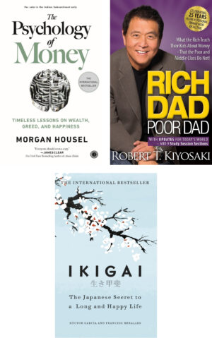 Combo of 3 Bestselling Books: The Psychology of Money + Rich Dad Poor Dad + Ikigai